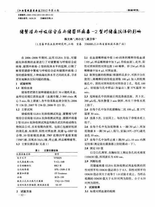 猪繁殖与呼吸综合症与猪圆环病毒-2型对猪瘟抗体的影响