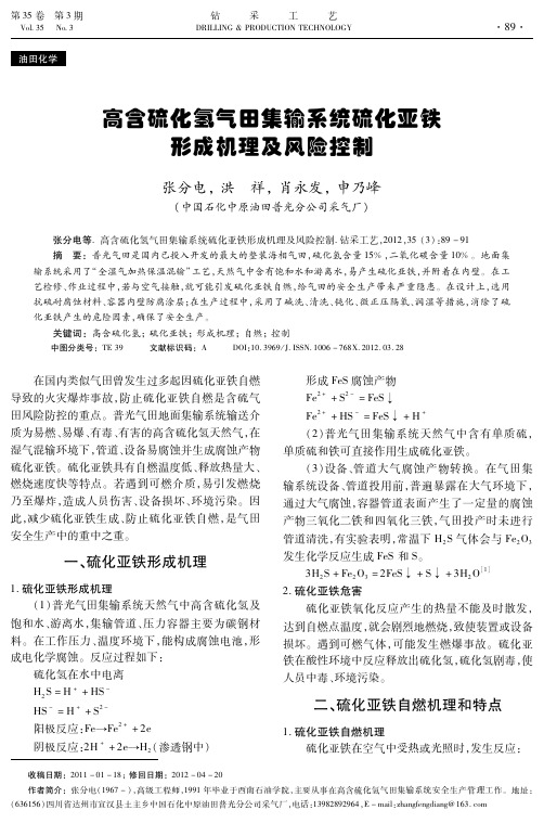 高含硫化氢气田集输系统硫化亚铁形成机理及风险控制-钻采工艺