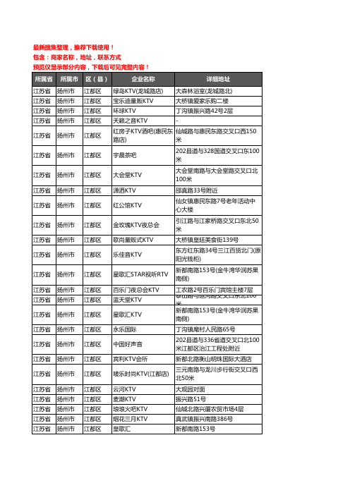 新版江苏省扬州市江都区KTV企业公司商家户名录单联系方式地址大全52家