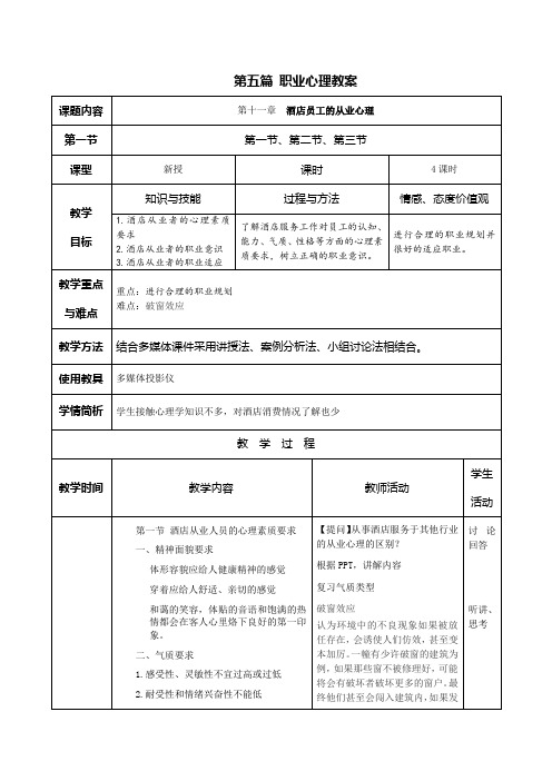 第十一章  酒店员工从业心理