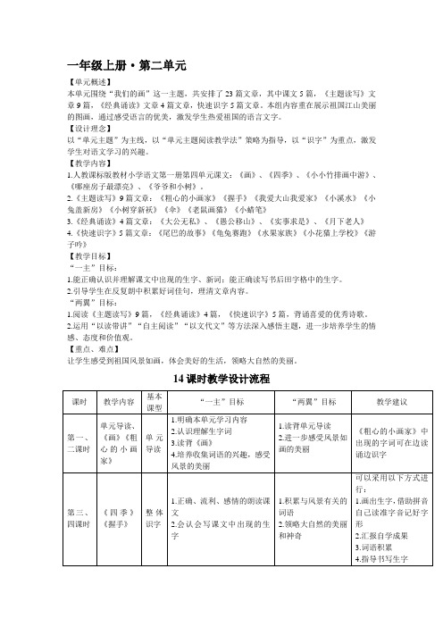 一年级语文上册第二单元教案