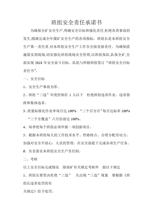 班组安全目标责任书