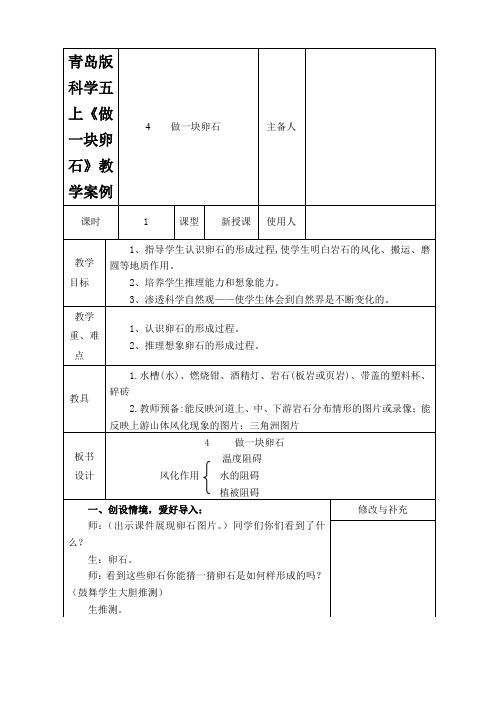 青岛版科学五上《做一块卵石》教学案例