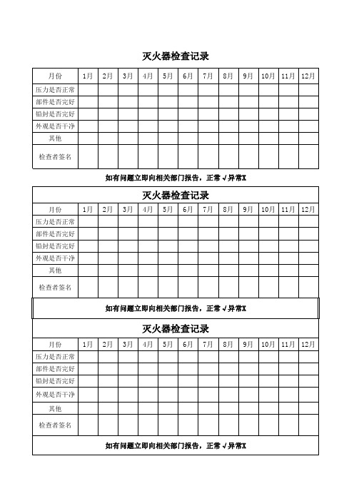 消火栓、灭火器检查记录表