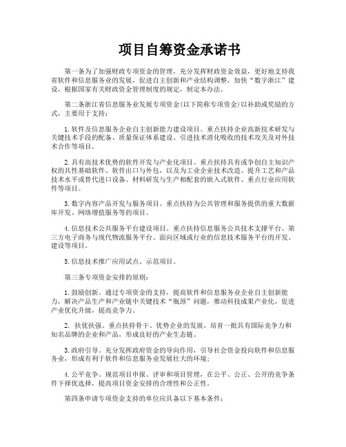项目自筹资金承诺书