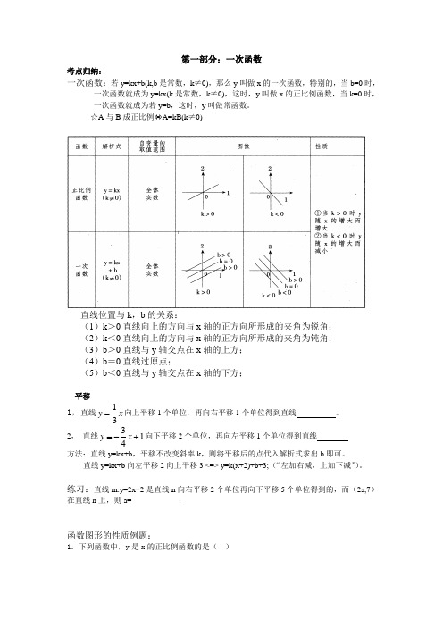 综合题：一次函数二次函数反比例函数中考综合题复习