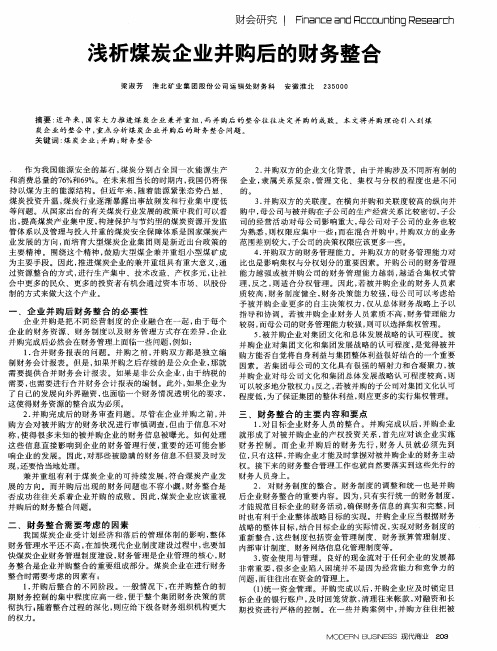 浅析煤炭企业并购后的财务整合