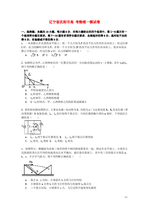 辽宁省沈阳市高考物理一模试卷(含解析)