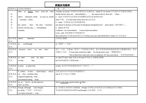 状语从句连词表格