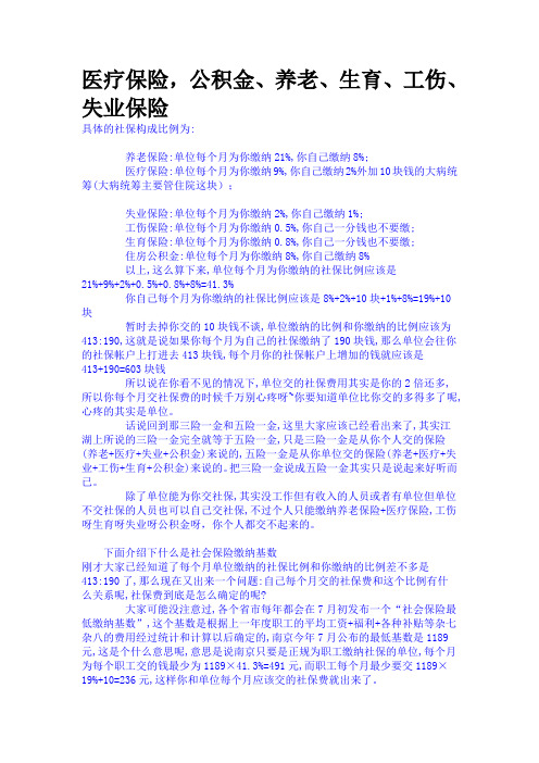 医疗保险,公积金、养老、生育、工伤、失业保险