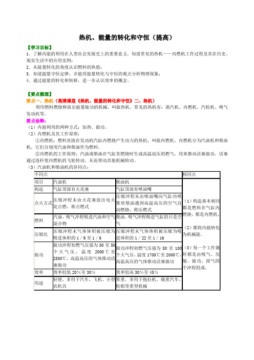 人教版初三物理-热机、能量的转化和守恒(提高) 知识讲解+巩固练习