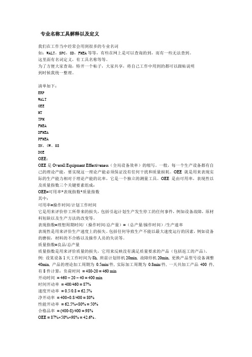 2019年生产管理中的专业术语