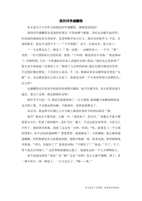我的同学盛鹏程_小学作文
