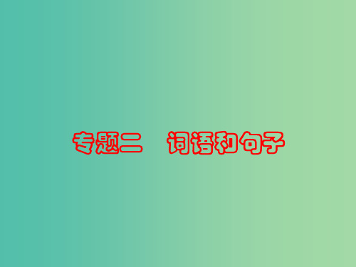 中考语文 第二篇 语文知识积累与运用 专题二 词语和句子讲解