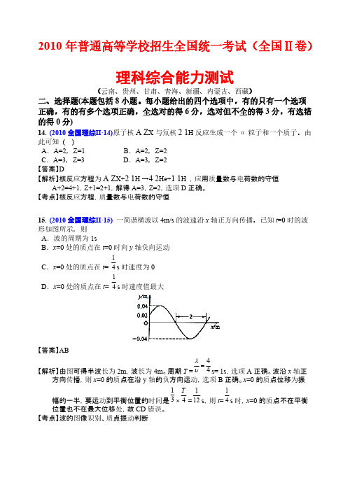 【免费下载】高考理科综合试卷精美解析版 全国理综Ⅱ