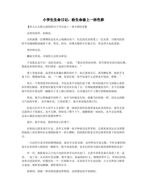小学生生命日记：给生命涂上一抹色彩