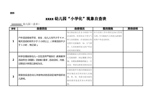 幼儿园“小学化”现象自查表