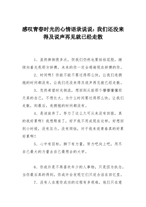 感叹青春时光的心情语录说说：我们还没来得及说声再见就已经走散