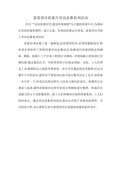 某某项目劳动竞赛系列活动通讯稿【范本模板】