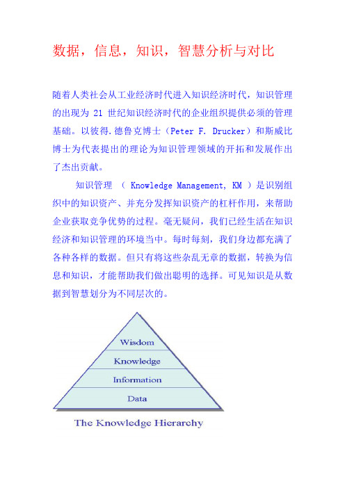 数据,信息,知识,智慧分析与对比