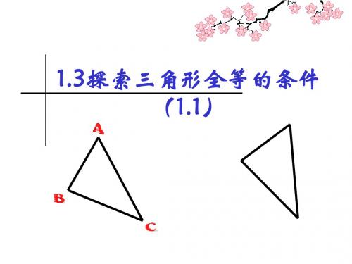 苏科版数学八年级上册1.3.1探索三角形全等条件-边角边 课件(共20张PPT)