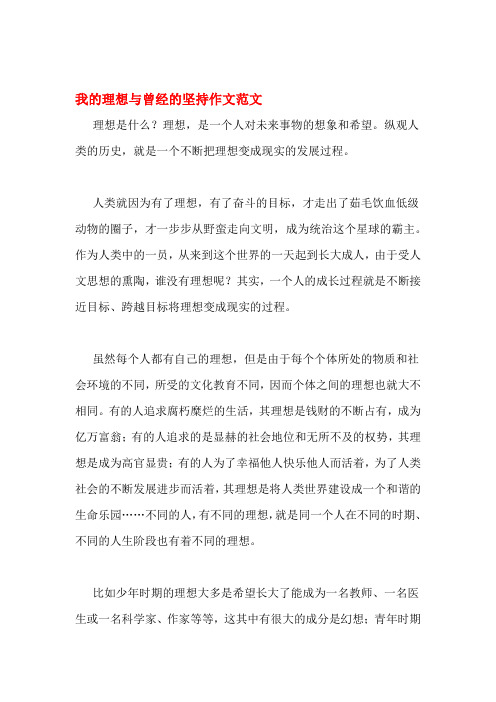 我的理想与曾经的坚持作文范文