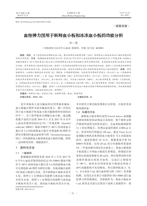 血栓弹力图用于新鲜血小板和冰冻血小板的功能分析