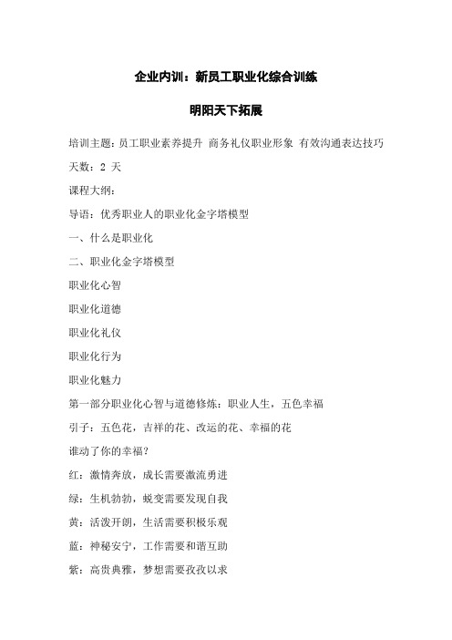 企业内训：新员工职业化综合训练