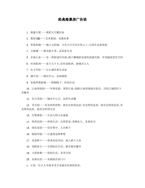 经典海景房广告语