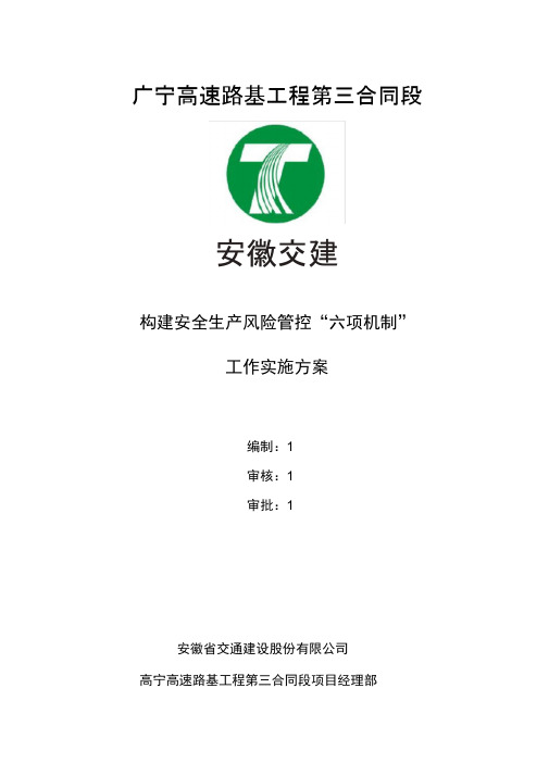 构建安全生产风险管控“六项机制”工作实施方案