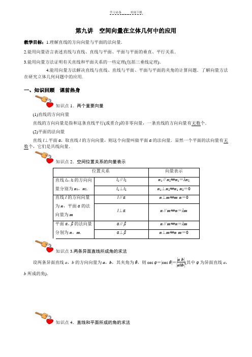 高二培优讲义空间向量在立体几何中的应用
