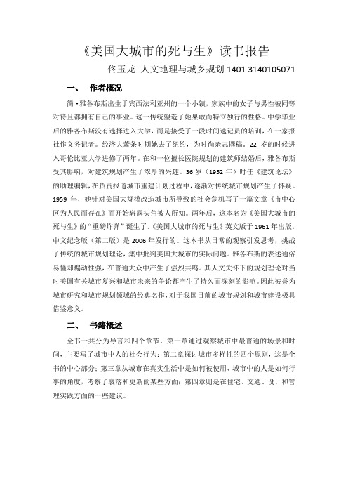 美国大城市的死与生读书报告