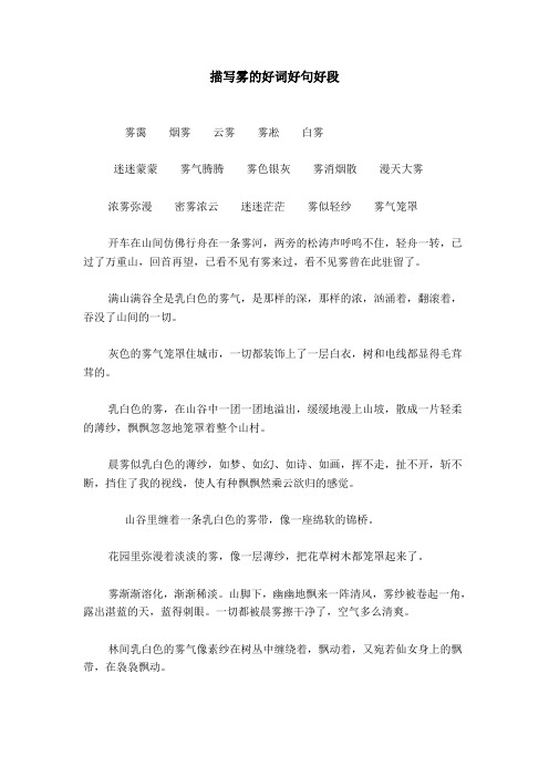描写雾的好词好句好段