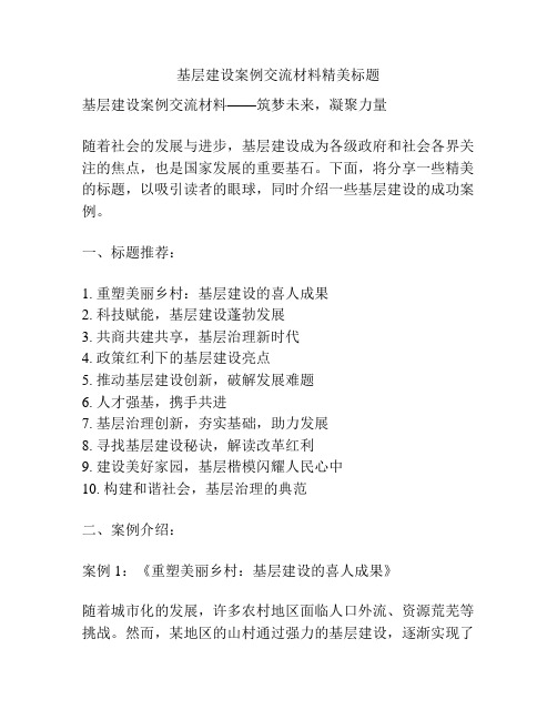基层建设案例交流材料精美标题