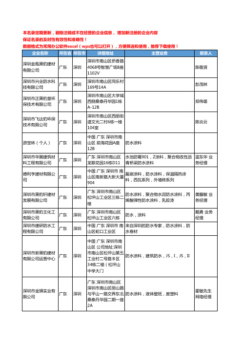 2020新版广东省深圳防水涂料工商企业公司名录名单黄页联系方式大全234家