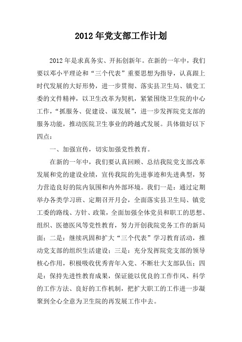2012年党支部工作计划