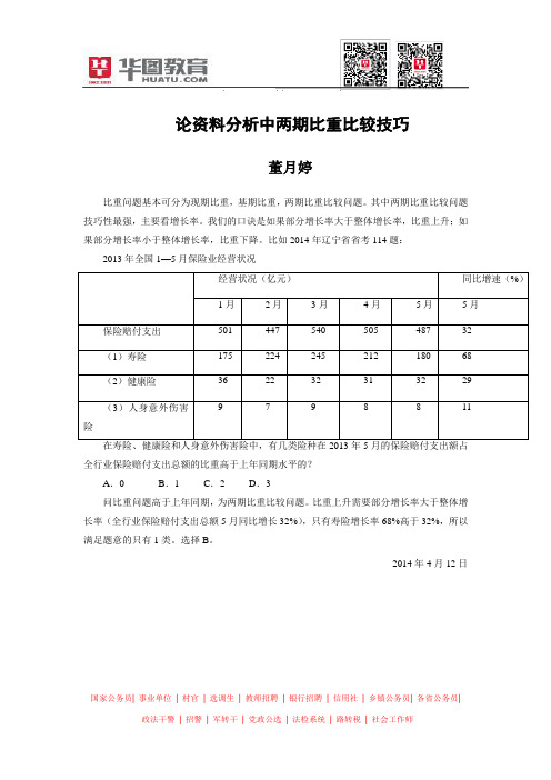 论资料分析中两期比重比较技巧