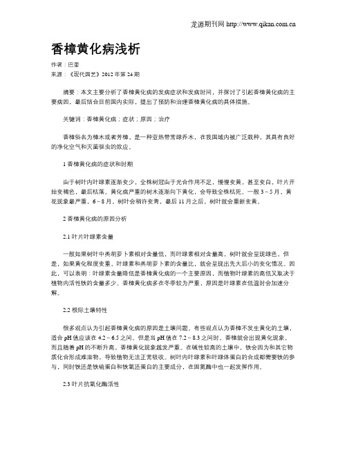香樟黄化病浅析