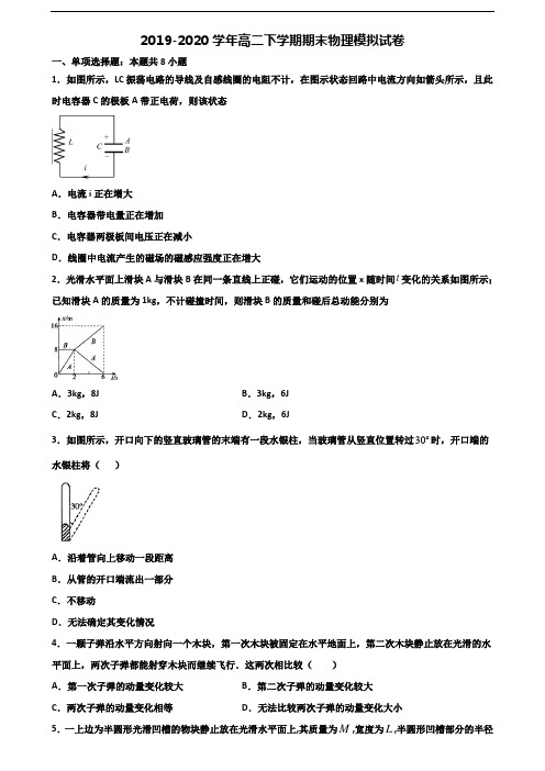 ★试卷4套汇总★广东省江门市2021年高二物理下学期期末监测试题