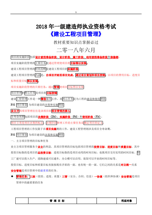 2018一建管理重点-掌握必过