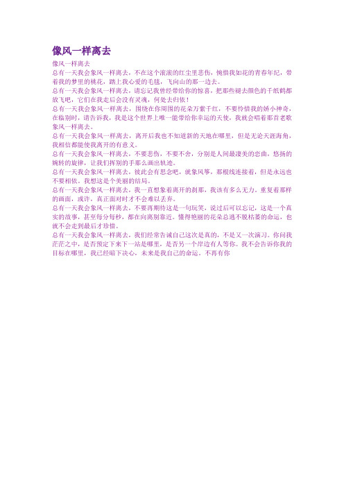 像风一样离去
