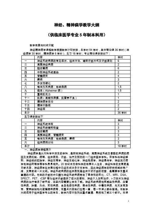 神经病学教学大纲