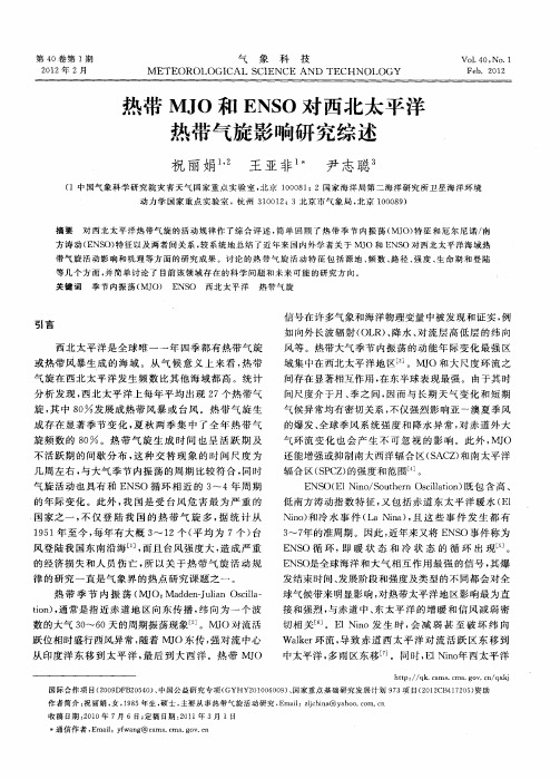 热带MJO和ENSO对西北太平洋热带气旋影响研究综述