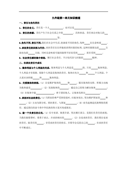 九年级政治下册第一单元知识梳理