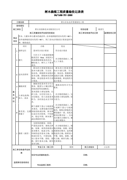 树木栽植质量验收记录表6