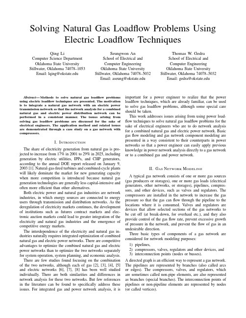 Solving Natural Gas Loadflow Problems Using Electric Loadflow Techniques