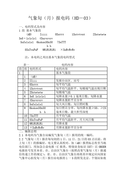 气象旬月报电码