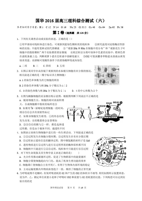 国华理综测试卷(有答案)