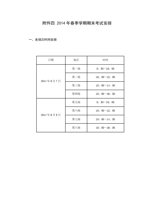 2014年6月7日考试安排