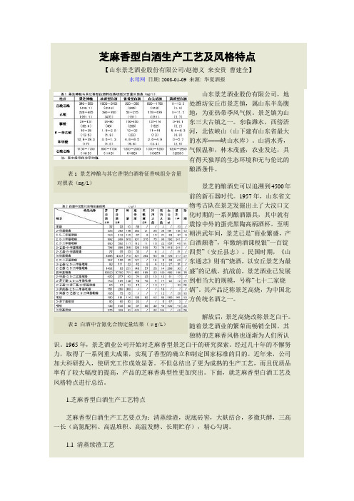 芝麻香型白酒生产工艺及风格特点